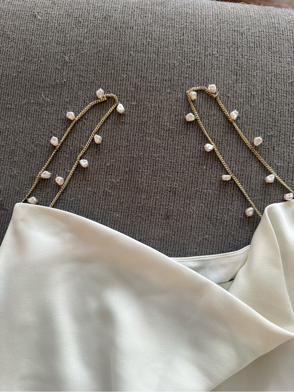 Elegant ivory Slip Midi Dress with Cowl Neck